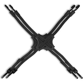 STAPLL Tack Strap – 4-Way Flat Bungee Cord with Rubber Pad Grip, Non-Slip Tie Down Straps for Motorcycle, ATV, Kayak, Cycling, Camping, Truck Storage, Adjustable Bungee Cords - 2 Pack (Black)