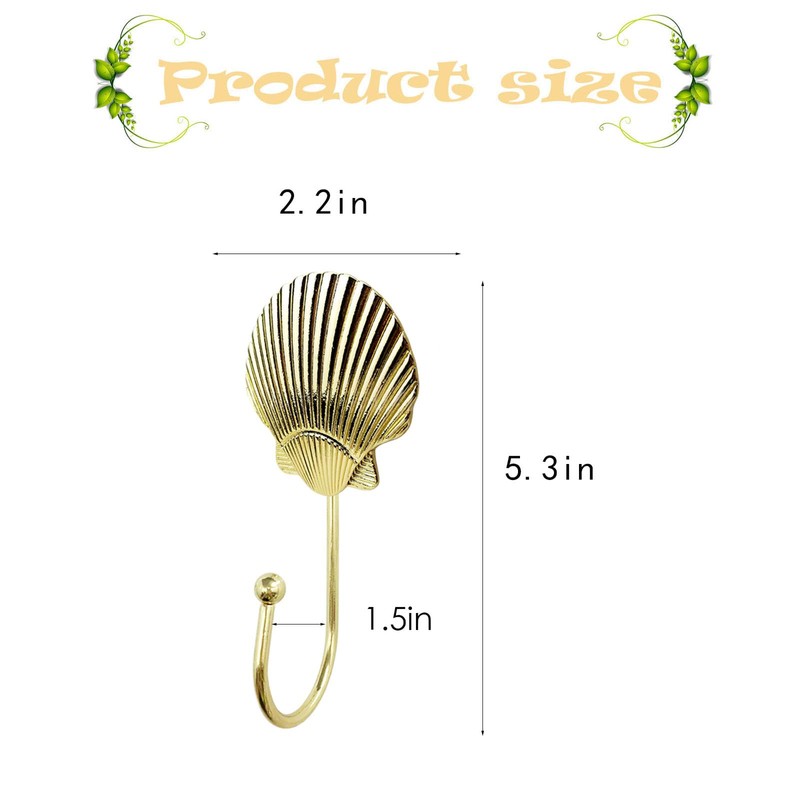 ZH-ZHENGHENG Seashell Wall Hooks, Ocean Theme, Decorative, for Beach or