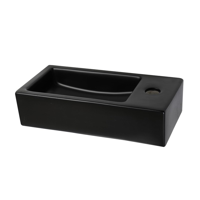 MEKKHALA Floating Vessel Sink Wall Mount 15x7 inch Black Small