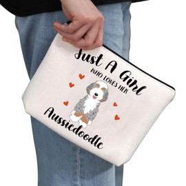 G2TUP Funny Aussiedoodle Gift Loves Aussiedoodle Makeup Bag Dog Lover Cosmetic Bag Dog Mom Gift Aussiedoodle Lover Gift (Loves Aussiedoodle MB)
