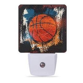 Meikosks Night Lights Plug into Wall Vintage Grunge Basketball Night Lights Dusk to Dawn Sensor Led Lamp for Women Men,Led Lights for Stairway/Hallway/Bedroom,0.5W