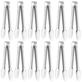 Serving Tongs, Stainless Steel Kitchen Cooking Food Buffet Mini Salad Appetizer Tong Small, Set of 12