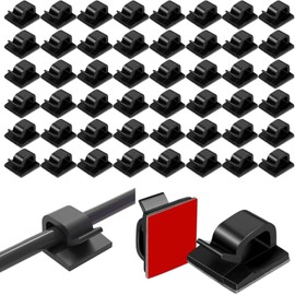 55 Piezas Clips Organizadores de Cables Autoadhesivos, Soportes de Cable Adhesivos para Gestión de Cables en Hogar, Oficina y Coche, Mantén tu Espacio Ordenado y Limpio (Negro)