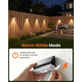 VOLISUN Fence Lights Solar Powered 8 Pack, Dusk to Dawn Solar Fence Lights Outdoor Waterproof with Warm White LED Spot Lens, Solar Light for Fence, Yard, Wall, Backyard, Railing, Deck, and Patio