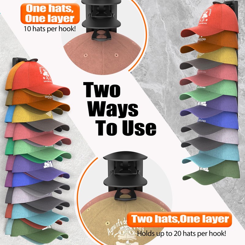 Hat Organizer for Baseball Caps 1 Pack, Adhesive Hat Rack