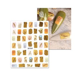 Generic Autumn Leaf Maple Nail Sticker Geometric Lines Fall Leaves Nail Sticker S8 T001 Nail Wraps Stickers Manicure Supplies for Women Nails Full Long Lasting Easy Apply and Remove