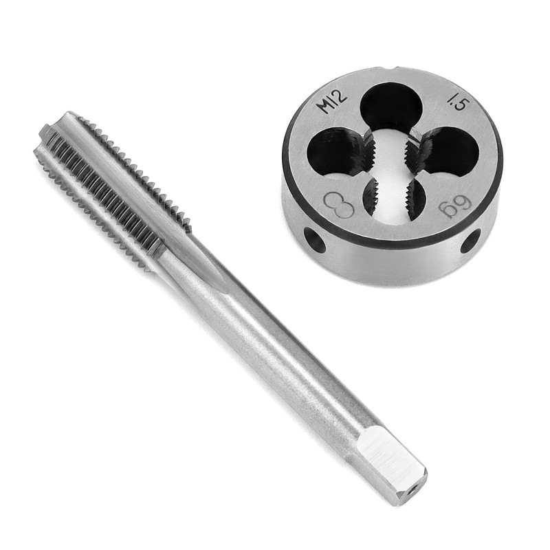 QWORK® Gewindebohrer M12*1.5mm Gewindebohrer und Schneideisen Set