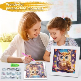 lesaonsy Diamond Painting Kit with Frame - 6 Inch Pre-Framed Animal Art | Beginner-Friendly DIY Craft Gift for Teens & Adults | Complete Set with Tools, Gem Art Kits Gift (1-3 Hrs Project)-Owl