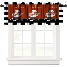 Chef Curtain Valance for Windows Decor, Kitchen Chef Valance Rod Pocket Short Curtains Panel Chef and Gourmet on Burgundy Red, Dark Maroon Window Treatment Drapes for Kitchen Room One Panel 52x18in
