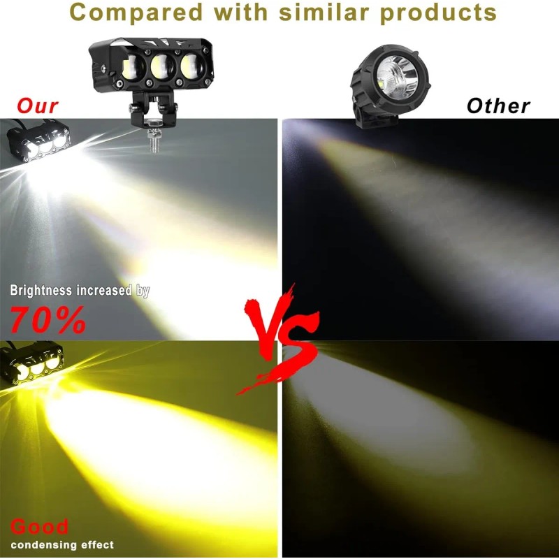 2pzs Faros Auxiliares 3 Modos Doble Color Led Para Auto