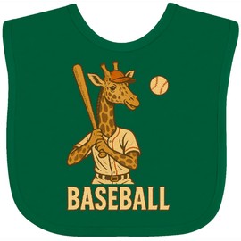 inktastic Baseball Giraffe Shirt Funny Sports Animal Baby Bib Green 46a45