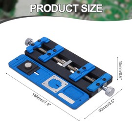 PATIKIL Adjustable PCB Fixing Holder,3.5"x7.4"x0.6" Multifunctional PCB Circuit Board Holder Dual Axis Chip Maintenance Fixture PCB Holder Clamp Tool for Phone Repair,1 Set Blue
