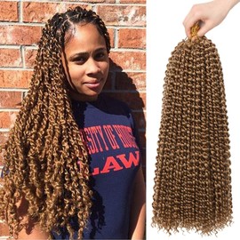 Passion Twist Hair 18 Inch 7 Packs Passion Twist Braiding Hair Water Wave Crochet Braids Hair Extensions Bohemian Braids Passion Twist Crochet Hair (7pcs #27)