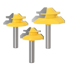 WSOOX 45 Degree Gluing Cutter Mitre Milling Cutter Set, 3 Pieces 8 mm Shank Gluing Cutter Router, 45° Lock Miter Router Bit Woodworking Cutting Tool for Engraving Machine Trimming Machine