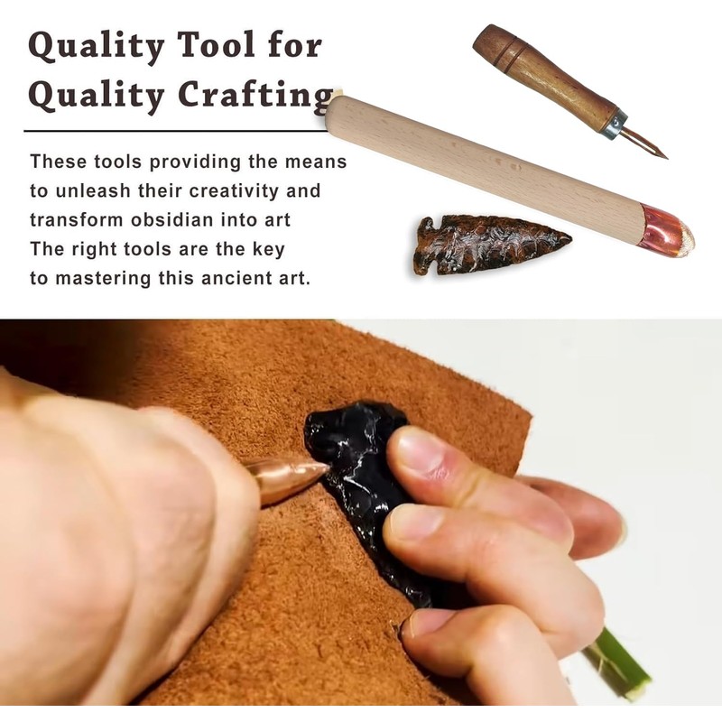Flint Knapping Tools Kit Obsidian Crafting Tool, Dragon Crystal Stone