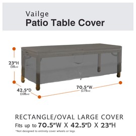Vailge Rectangular/Oval Patio Table Cover, Heavy Duty and Waterproof Outdoor Lawn Patio Furniture Covers, Large Grey