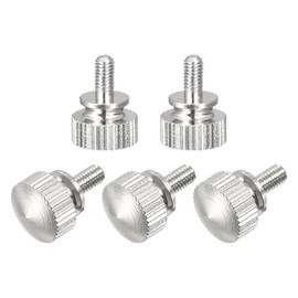 uxcell Knurled Thumb Screws, M3x6mm Brass Shoulder Bolts Grip Knobs Fasteners, Nickel Plated 5Pcs