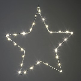 Decorative Light LED Outdoor Star Christmas Star with 30 Warm White LEDs Lighting, Made of Metal, with Timer Function, Christmas Decoration for Outdoor Decoration and Indoor Decoration, White,