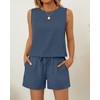 Ficerd Women's Summer 2 Piece Outfits Sets Cotton Linen Sleeveless