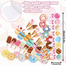 Whaline 69Ft Candyland Bulletin Board Borders Colorful Ice Cream Lollipop Cupcakes Adhesive Trim Border for Summer School Classroom Office Party Decoration