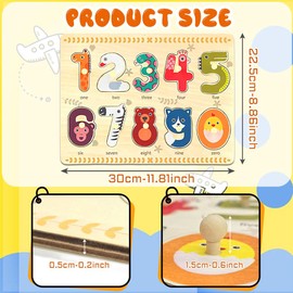 AMFUN Wooden Puzzles for Kids for 1 2 3 4 Year Olds, Wood Peg Puzzle for Preschool Kids, Number Learning Puzzled, Wooden Puzzlesing for Girls Boys Gifts, Birthday, Christmas, Children's Day and Easter