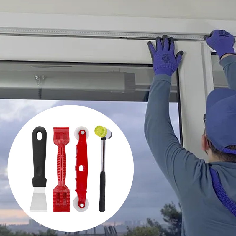 DEFIYEAR 4PCS Window Glazing Tools Set, Multi-Functional Glazing Hammer, Glazing
