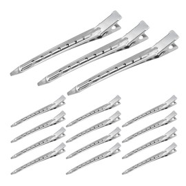 Duck Bill Hair Clips Hair Styling Clips Silver Metal Hair Clips Non Slip No-Trace Alligator Curl Clips with Holes for Styling Hair Sectioning