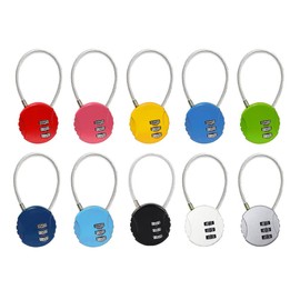 Kellegour 10 pieces luggage lock, combination lock, 3 digits, suitcase lock, combination lock, padlock wire rope, mini password lock, for cupboards, travel bag, travel luggage, suitcase, lockers (10