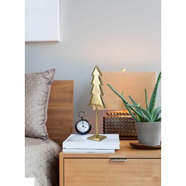 Serene Spaces Living Gold Christmas Tree Tabletop Decoration, Festive 22 Inch Metal Christmas Tree Holiday Decor for Table, Counter, Fireplace Shelf, Centerpiece for Indoor Home Kitchen Room & Office