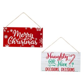 ABOOFAN 2Pcs Wooden Letter Hanging Ornaments Festive Door Pendants for Christmas Party Home Decor Xmas Tree Wall Decorations for Entryway and Garden