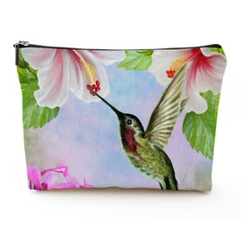 kasader Makeup Bag for Women Large Makeup Bag Travel Cosmetic Bag Zipper Pouch Toiletry Bags 7X10in Hummingbird Spring