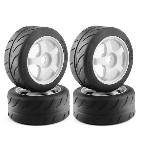 NUHUi A Set of Universal RC Tyre fit for Slash 2WD 1/8 ARRMA1/7 Infraction Limitless F1 4.01 Inches Diameter (4Pcs) (White)