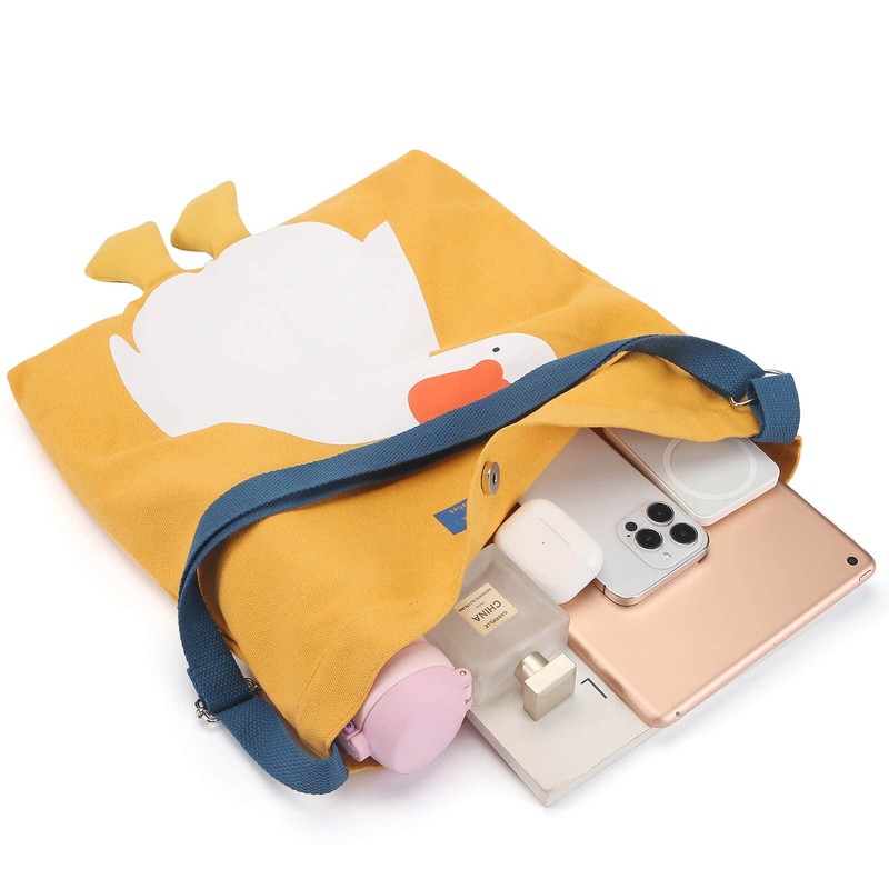 Phaoullzon Cute Canvas Tote Bag - Funny Duck & Goose