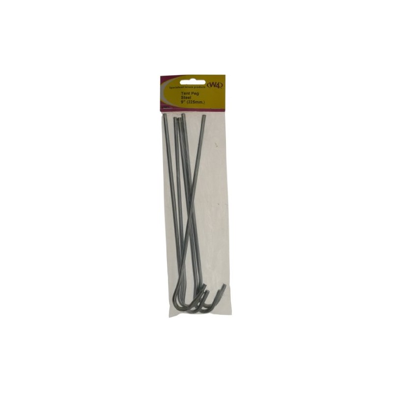W4 Steel Tent Pegs - Silver, 9 Inch