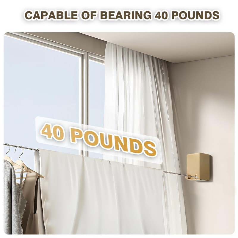 Retractable Clothesline, Retractable Clothesline Indoor, Laundry Line Retractable, Not Sagging,