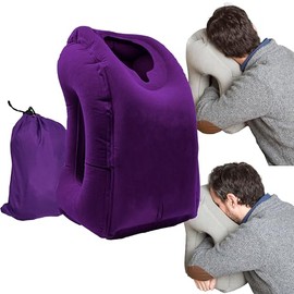 Heromask BetterSleep - Reisekissen für Zum Vorwärts-Schlafen: Nackenkissen Aufblasbar für Flugzeug, Bus & Zug - Ideal für Schlafkomfort Auf Langen Reisen - Nackenhörnchen Aufblasbar (Lila)