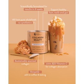 Nutra Organics Collagen Beauty Caramel 225g | Anti-Aging Collagen Peptides and Vitamin C | Collagen Powder for Healthy Hair, Nail, Skin and Gut Wellbeing (18 Serves)