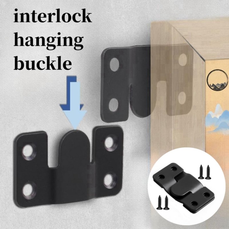 4 Pairs Interlocking Flush Mount Bracket Picture Hanging Hooks Stainless
