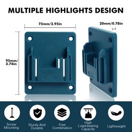10 Packs Tool Holder Mount for Makita 18V 14.4V Power Drill, Makita 18V Tool Holder/Hanger with 42 Pcs Screws, Blue