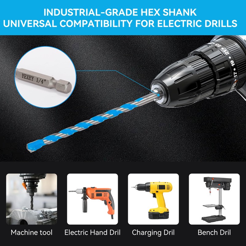 YEXEY 10PCS 5/16" Masonry Concrete Drill Bit Set,Tungsten Carbide Drill