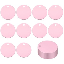 PATIKIL Round Metal Stamping Blanks Tags 1.2", 25 Pcs Round Anodized Aluminum Blank Laser Engraving Dog ID Name Tag with Hole for Pet Craft DIY Decorative, Pink