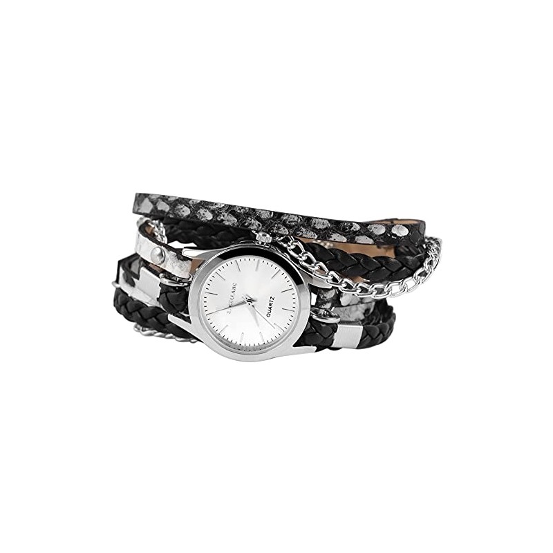 Excellanc 1900180 Women's Watch Faux Leather Metal Wrap Bracelet Press