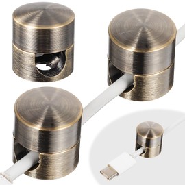 3 Pack Charger Holders for Cords Cable Anchors for Desk Antique Copper Color Adjustable Cable Anchor Holders Phone Charger Cord Holder Adhesive Screw 2-in-1 Cord Wall Clips for Office Home Desktop