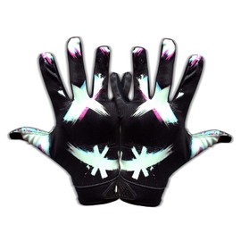 TAQCHA - Jester Cross Eyes Football Gloves - Tacky Grip Skin Tight Adult Football Gloves - Adult & Youth Sizes (Youth M-L)