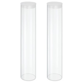 sourcing map Transparent Plastic Storage Tubes, 2 1/2" x 12"(63x300mm) Polycarbonate Clear Rigid Round Storage Tubing with Black Lid, 2 Set