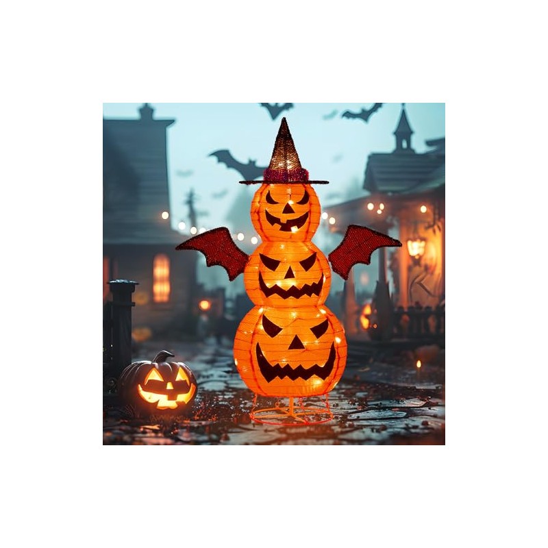calabaza plegable de Halloween de 3 pies, 60 LED Pop-Up