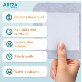 Areza Medical - Bordered Gauze Island Dressing - Wound Dressing - Latex Free - sterile - 6" x 6" - 20 per Box