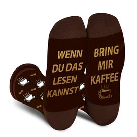 AGRIMONY funny socks for men and boys, ‘If you can read this, bring me gifts’ (wenn du das lesen kannst bring mir Geschenke), funny, cool, crazy socks, Christmas stockings, gift ideas, B coffee, m-l