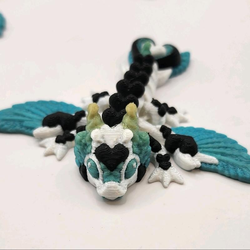 Tiny Winged Love Heart Dragon Keychain Accessory - Color: Pink/Red/Black