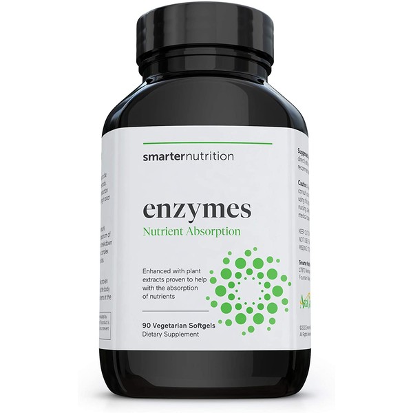 Smarter Nutrition Enzymes - Daily Digestive Aids with 16 Natural Enzymes to Discourage Bloating, Promote Energy Levels, Nutrient Absorption Aid & Immune Support (1-Month Supply - 90 Capsules)